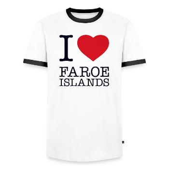 j’adore Îles Féroé - T-shirt contrasté Homme - blanc/noir - Devant - AI Model Female 172 light (172cm) & AI Model Male 178 dark (178cm)