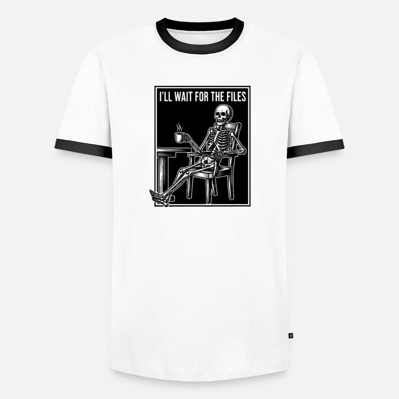 Waiting Skeleton Meme Project Manager Office - Männer Kontrast-T-Shirt - Weiß/Schwarz