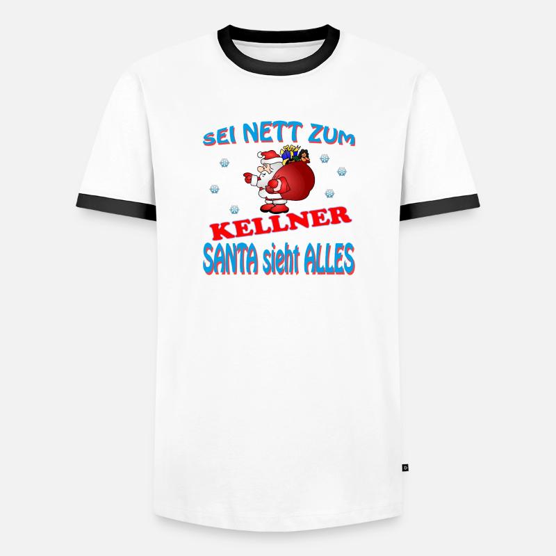 SANTA KELLNER - Männer Kontrast-T-Shirt - Weiß/Schwarz