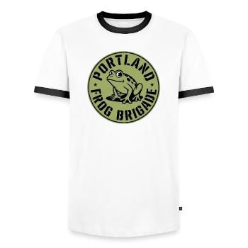 Portland Resistance Frog - USA Portland Protests - Männer Kontrast-T-Shirt - Weiß/Schwarz - Vorne - AI Model Female 172 light (172cm) & AI Model Male 178 dark (178cm)