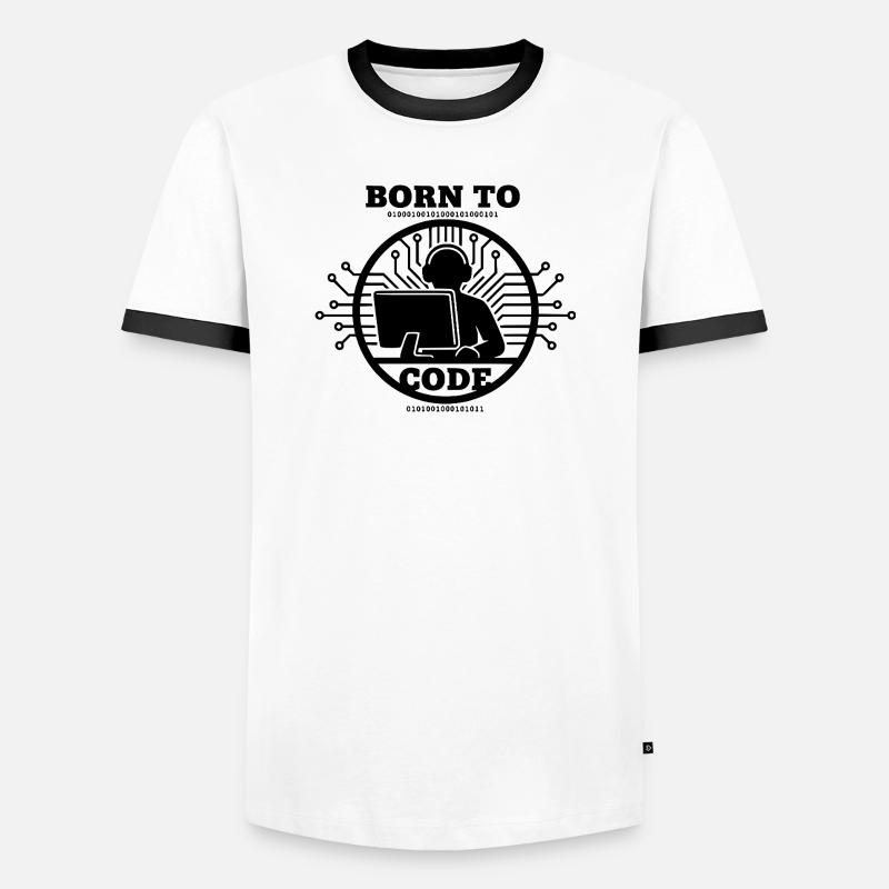 Coder Born to Code Programmer - Men's Ringer Shirt - white/black