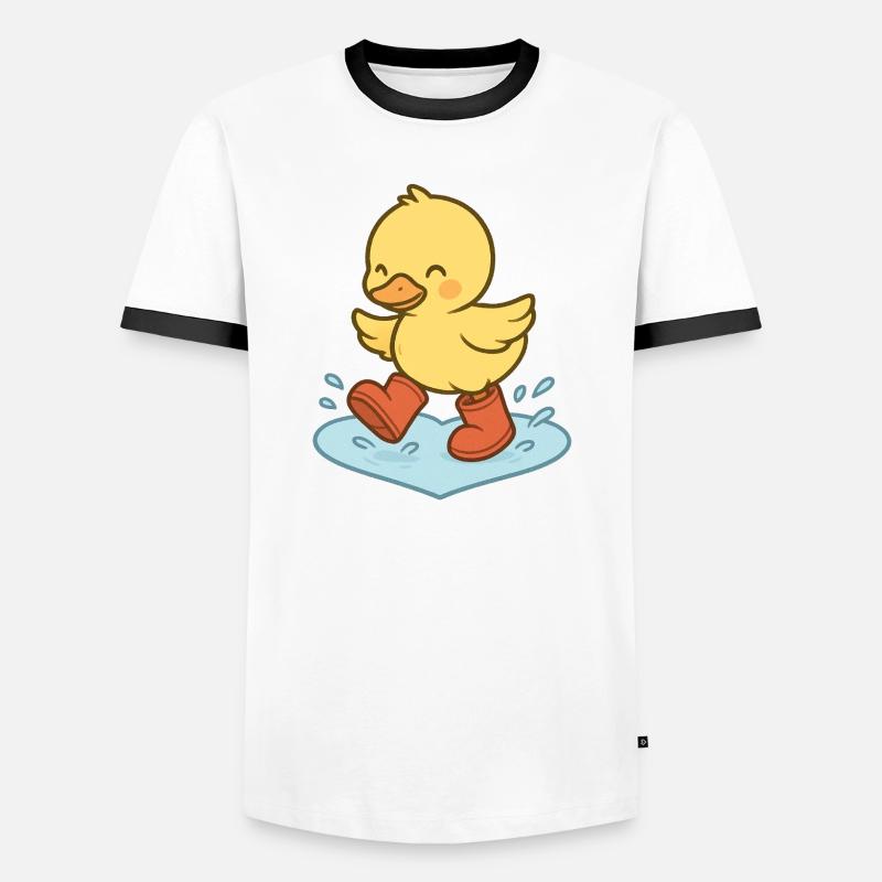 QuackSplash Rubber Duck in Boots - Men's Ringer Shirt - white/black