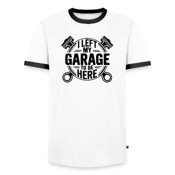 Devis mécanicien j’ai quitté mon garage - T-shirt contrasté Homme - blanc/noir - Devant - AI Model Female 172 light (172cm) & AI Model Male 178 dark (178cm)