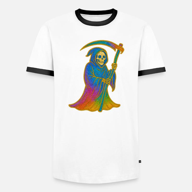 Rainbow Grim Reaper - Men's Ringer Shirt - white/black