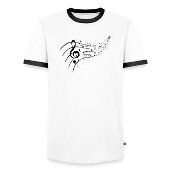 Black night with music knot - Men's Ringer Shirt - white/black - Front - AI Model Female 172 light (172cm) & AI Model Male 178 dark (178cm)
