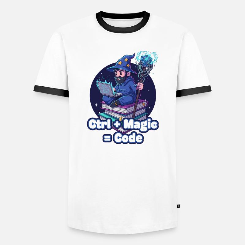 Ctrl Magic Code Wizard - Men's Ringer Shirt - white/black