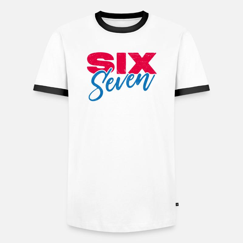 sechs sieben - Männer Kontrast-T-Shirt - Weiß/Schwarz