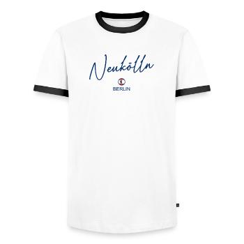 Neukölln - Berlin Flagge - Berliner Bär - Männer Kontrast-T-Shirt - Weiß/Schwarz - Vorne - AI Model Female 172 light (172cm) & AI Model Male 178 dark (178cm)