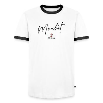 Moabit - Berlin Flag - Berlin Bear - Men's Ringer Shirt - white/black - Front - AI Model Female 172 light (172cm) & AI Model Male 178 dark (178cm)