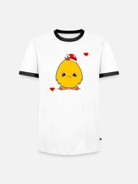 Weihnachtsküken Weihnachten Herz - Männer Kontrast-T-Shirt - Weiß/Schwarz
