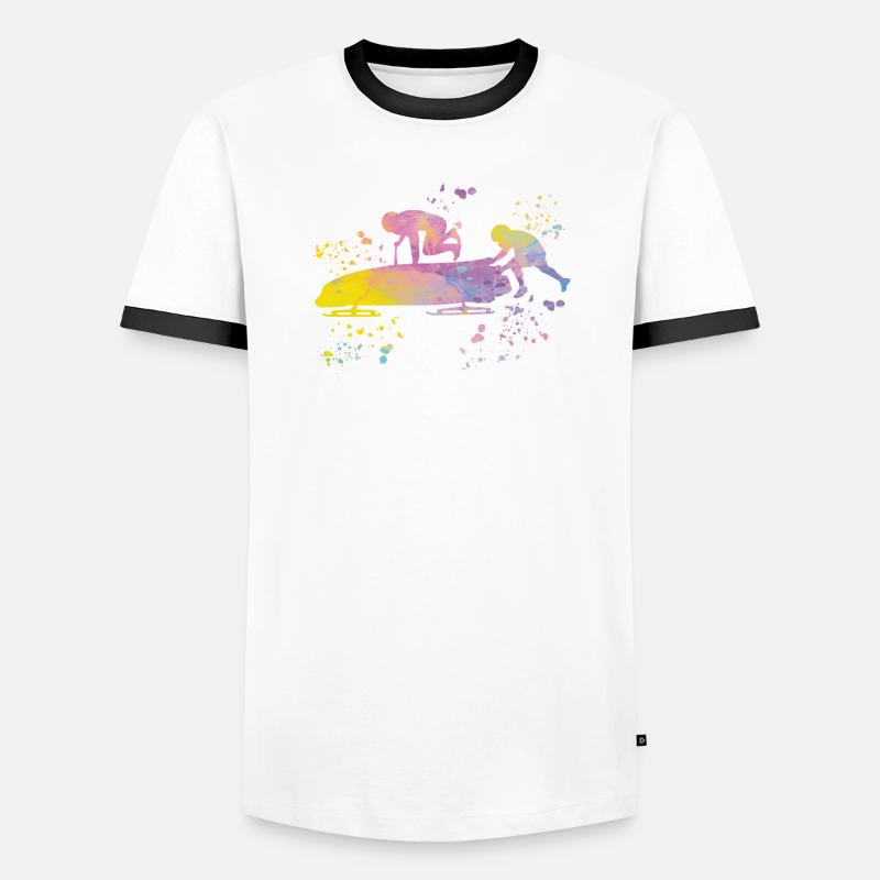Bob Team Anschieber Bob - Männer Kontrast-T-Shirt - Weiß/Schwarz