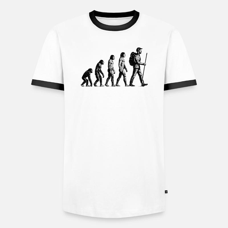 Evolution to Wandersmann Grunge Design - Men's Ringer Shirt - white/black