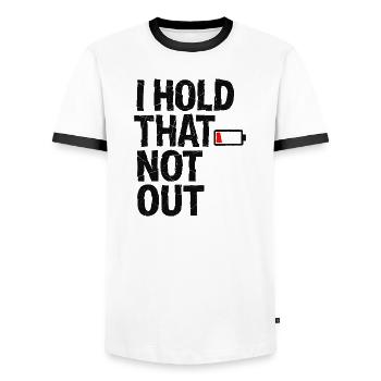 Denglisch Lustig I Hold That Not Out - Männer Kontrast-T-Shirt - Weiß/Schwarz - Vorne - AI Model Female 172 light (172cm) & AI Model Male 178 dark (178cm)