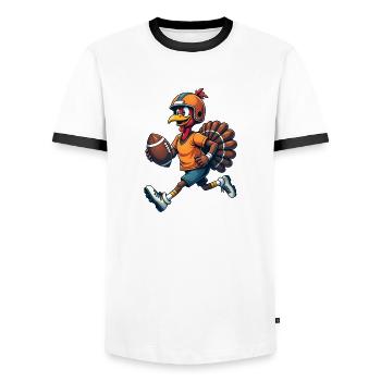 Thanksgiving Football Turquie - T-shirt contrasté Homme - blanc/noir - Devant - AI Model Female 172 light (172cm) & AI Model Male 178 dark (178cm)
