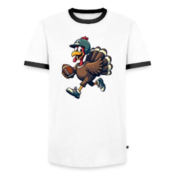 Thanksgiving Football Turquie - T-shirt contrasté Homme - blanc/noir - Devant - AI Model Female 172 light (172cm) & AI Model Male 178 dark (178cm)