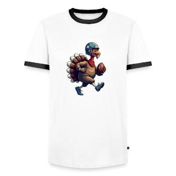 Thanksgiving Football Turquie - T-shirt contrasté Homme - blanc/noir - Devant - AI Model Female 172 light (172cm) & AI Model Male 178 dark (178cm)