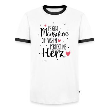 There are people who fit perfectly into the heart - Men's Ringer Shirt - white/black - Front - AI Model Female 172 light (172cm) & AI Model Male 178 dark (178cm)