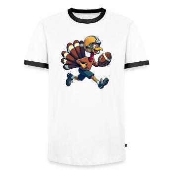 Thanksgiving Football Turquie - T-shirt contrasté Homme - blanc/noir - Devant - AI Model Female 172 light (172cm) & AI Model Male 178 dark (178cm)
