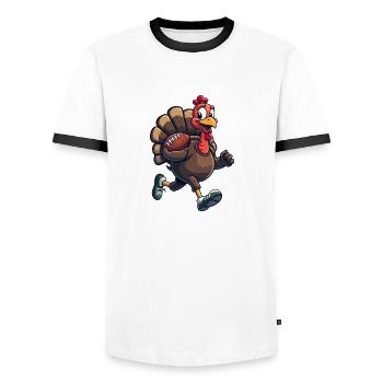 Thanksgiving Football Turquie - T-shirt contrasté Homme - blanc/noir - Devant - AI Model Female 172 light (172cm) & AI Model Male 178 dark (178cm)