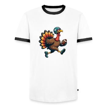 Thanksgiving Football Turquie - T-shirt contrasté Homme - blanc/noir - Devant - AI Model Female 172 light (172cm) & AI Model Male 178 dark (178cm)