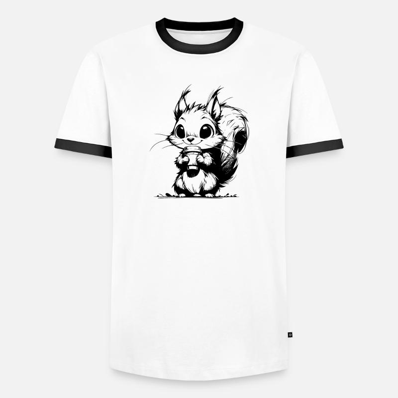 Waldbewohner mit Kaffee Waldrand Kaffeeklatsch - Männer Kontrast-T-Shirt - Weiß/Schwarz
