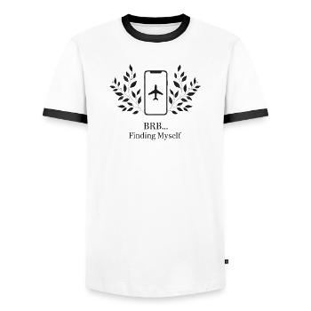 BRB… Auf der Suche nach mir - Männer Kontrast-T-Shirt - Weiß/Schwarz - Vorne - AI Model Female 172 light (172cm) & AI Model Male 178 dark (178cm)