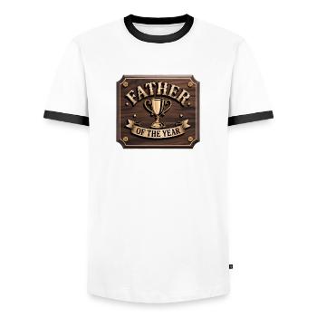 Father of the Year - Funny Dad T-Shirt - Men's Ringer Shirt - white/black - Front - AI Model Female 172 light (172cm) & AI Model Male 178 dark (178cm)