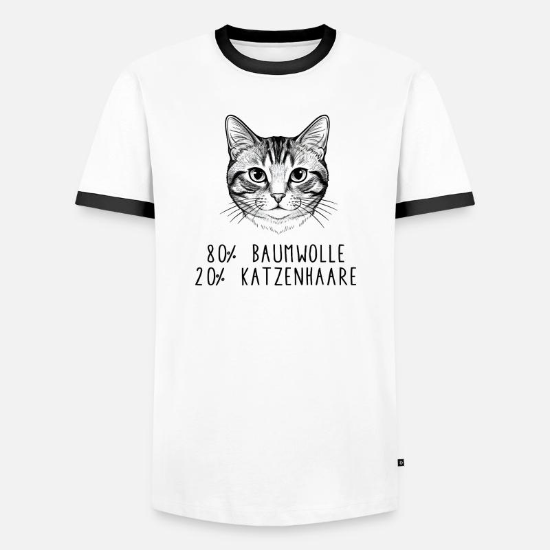 Witziges Katzenhaar Baumwolle Spruch Design - Männer Kontrast-T-Shirt - Weiß/Schwarz