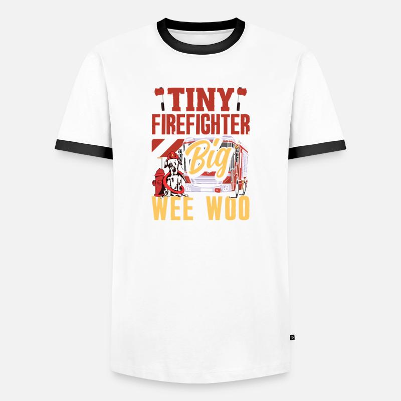 Wee Woo Squad Fire Tiny Feuerwehrmann - Männer Kontrast-T-Shirt - Weiß/Schwarz