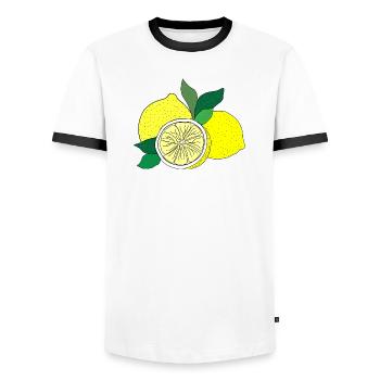 Citrus Print - Männer Kontrast-T-Shirt - Weiß/Schwarz - Vorne - AI Model Female 172 light (172cm) & AI Model Male 178 dark (178cm)