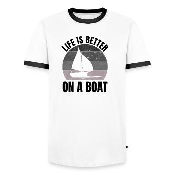 Passionnés de bateaux Plaisanciers Voiliers Pêche en voilier - T-shirt contrasté Homme - blanc/noir - Devant - AI Model Female 172 light (172cm) & AI Model Male 178 dark (178cm)