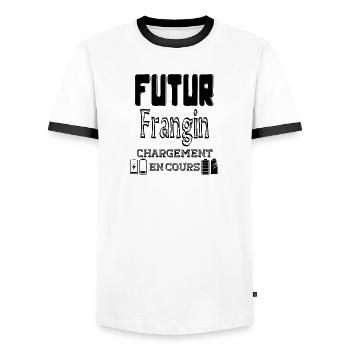 Zukünftiger Bruder lädt in Bearbeitung - Männer Kontrast-T-Shirt - Weiß/Schwarz - Vorne - AI Model Female 172 light (172cm) & AI Model Male 178 dark (178cm)