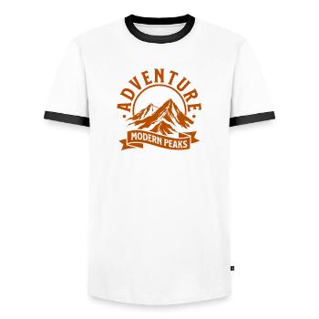 Moderne Bergabenteuer Peaks - Männer Kontrast-T-Shirt - Weiß/Schwarz - Vorne - AI Model Female 172 light (172cm) & AI Model Male 178 dark (178cm)