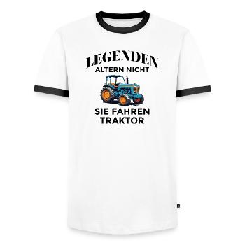 Legenden fahren Traktor - Männer Kontrast-T-Shirt - Weiß/Schwarz - Vorne - AI Model Female 172 light (172cm) & AI Model Male 178 dark (178cm)