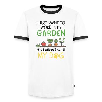 Gardening Dog Owner Mom Dad Pet Parents - Men's Ringer Shirt - white/black - Front - AI Model Female 172 light (172cm) & AI Model Male 178 dark (178cm)