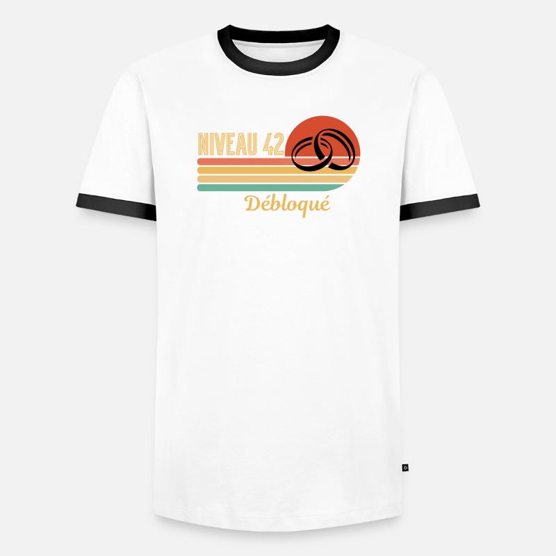 Muttmutter-Hochzeit – 42 Jahre Ehe - Männer Kontrast-T-Shirt - Weiß/Schwarz