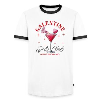Valentine Girls Club Cocktail Illustration - Men's Ringer Shirt - white/black - Front - AI Model Female 172 light (172cm) & AI Model Male 178 dark (178cm)