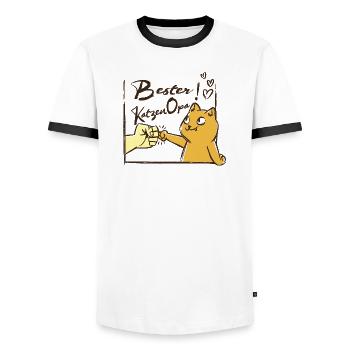 Chat Grand-père Cadeau Chats Grand-père Amoureux des chats - T-shirt contrasté Homme - blanc/noir - Devant - AI Model Female 172 light (172cm) & AI Model Male 178 dark (178cm)