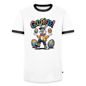 Easter bunny in colorful style - Men's Ringer Shirt - white/black - Front - AI Model Female 172 light (172cm) & AI Model Male 178 dark (178cm)