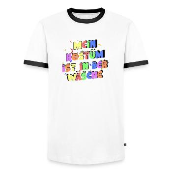 Mon costume est à laver - T-shirt contrasté Homme - blanc/noir - Devant - AI Model Female 172 light (172cm) & AI Model Male 178 dark (178cm)
