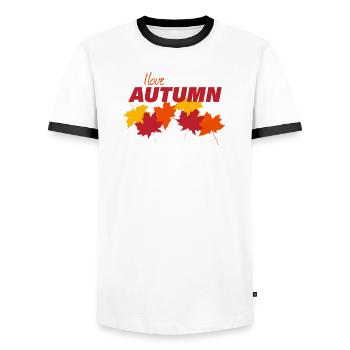 Autumn - Men's Ringer Shirt - white/black - Front - AI Model Female 172 light (172cm) & AI Model Male 178 dark (178cm)