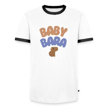 Baby Bara Capybara - Männer Kontrast-T-Shirt - Weiß/Schwarz - Vorne - AI Model Female 172 light (172cm) & AI Model Male 178 dark (178cm)