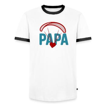 Papa Paragliding Herz - Männer Kontrast-T-Shirt - Weiß/Schwarz - Vorne - AI Model Female 172 light (172cm) & AI Model Male 178 dark (178cm)
