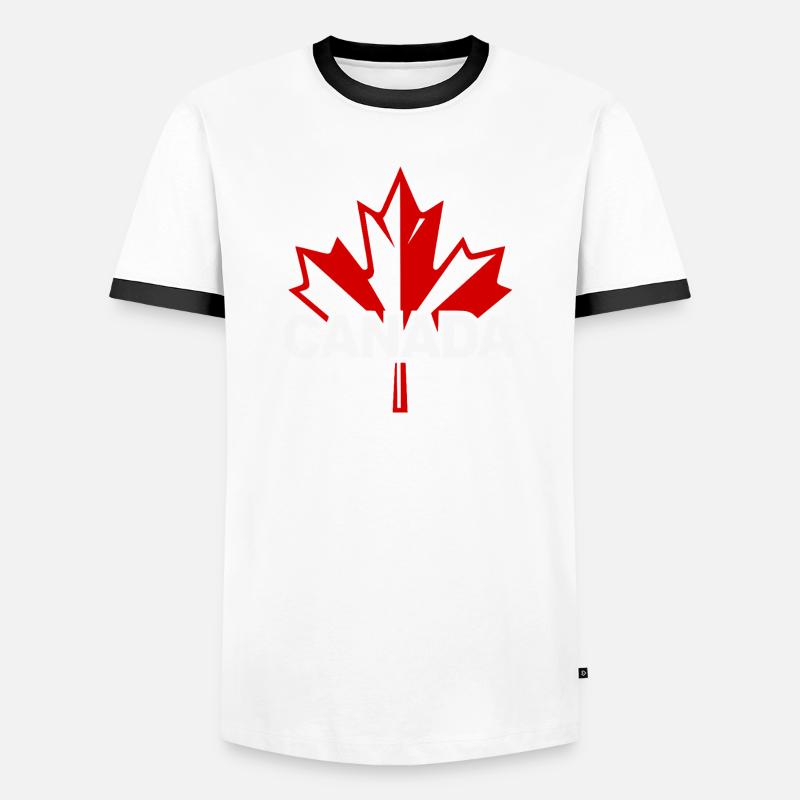 Red Maple Leaf Canada Logo - Men's Ringer Shirt - white/black