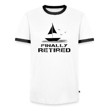 retired retirement gift retirement - Men's Ringer Shirt - white/black - Front - AI Model Female 172 light (172cm) & AI Model Male 178 dark (178cm)