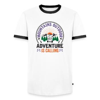 Mountains - Adventure is Calling - Men's Ringer Shirt - white/black - Front - AI Model Female 172 light (172cm) & AI Model Male 178 dark (178cm)