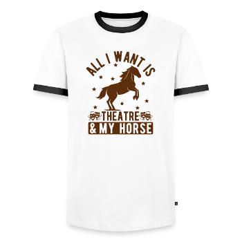 Musical Theatre All I Want My Horse & Theater Gift - Männer Kontrast-T-Shirt - Weiß/Schwarz - Vorne - AI Model Female 172 light (172cm) & AI Model Male 178 dark (178cm)