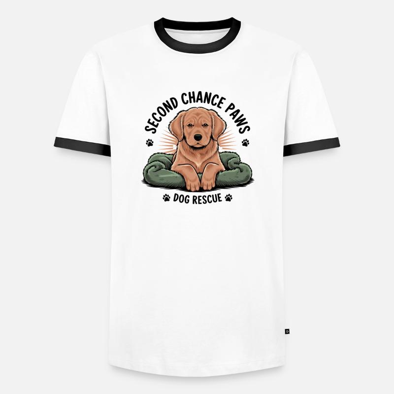 Second Chance Paws Hund Rettung - Männer Kontrast-T-Shirt - Weiß/Schwarz