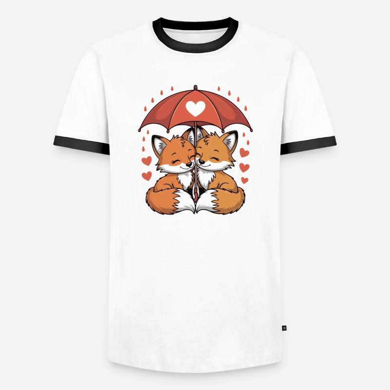 Fuchs Comic Paar Liebe - Männer Kontrast-T-Shirt - Weiß/Schwarz