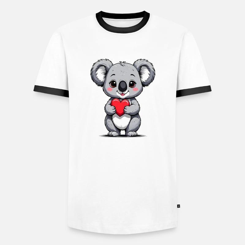 Koala mit Herz - Männer Kontrast-T-Shirt - Weiß/Schwarz